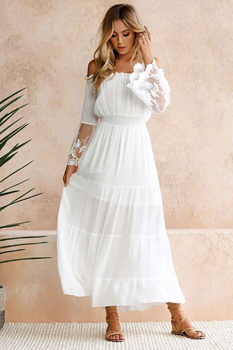 Ophelia™ | Weißes Kleid mit Spitze