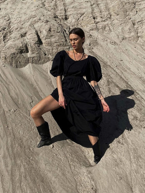 Marena™ | Schwarzes Maxikleid